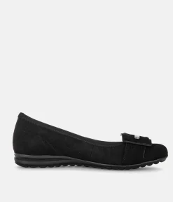 Gabor Plush Black Suede Flats