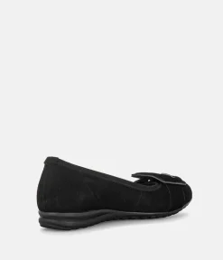 Gabor Plush Black Suede Flats