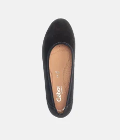 Gabor Plush Black Suede Mini Wedges