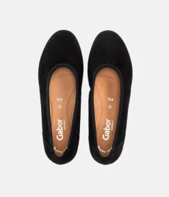 Gabor Plush Black Suede Mini Wedges