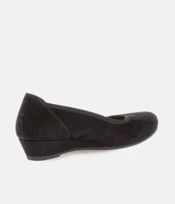 Gabor Plush Black Suede Mini Wedges