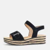 Gabor Plush Black Suede Wedge Sandals