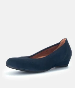 Gabor Plush Navy Suede Mini Wedges