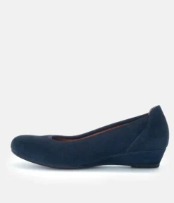 Gabor Plush Navy Suede Mini Wedges