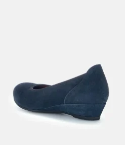 Gabor Plush Navy Suede Mini Wedges
