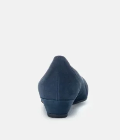 Gabor Plush Navy Suede Mini Wedges