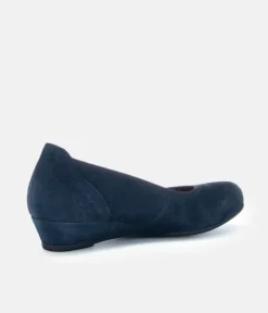 Gabor Plush Navy Suede Mini Wedges