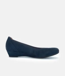 Gabor Plush Navy Suede Mini Wedges