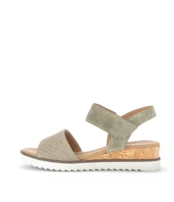 Gabor Plush Salvia Green Suede Wedge Sandals