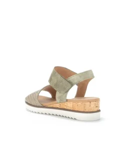 Gabor Plush Salvia Green Suede Wedge Sandals