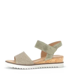 Gabor Plush Salvia Green Suede Wedge Sandals