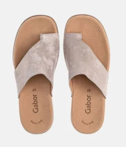 Gabor Pretty Metallic Leather Toe Post Sandal
