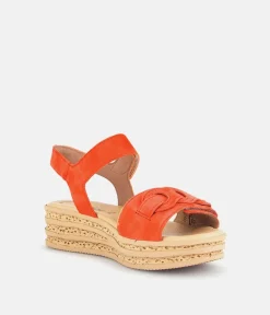 Gabor Pretty Orange Wedge Sandals