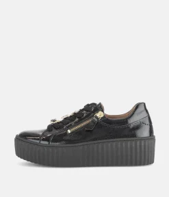 Gabor Sporty Luxe Black Patent Sneaker