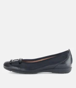 Gabor Stylish Black Buckle Flats