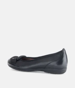 Gabor Stylish Black Buckle Flats