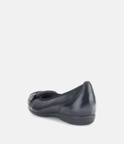 Gabor Stylish Black Buckle Flats