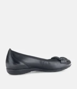 Gabor Stylish Black Buckle Flats
