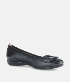 Gabor Stylish Black Buckle Flats