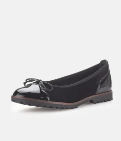 Gabor Stylish Black Patent/Suede Ballerinas
