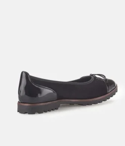 Gabor Stylish Black Patent/Suede Ballerinas