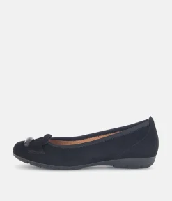 Gabor Stylish Black Suede Buckle Flats