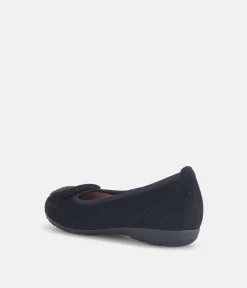 Gabor Stylish Black Suede Buckle Flats