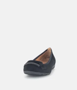Gabor Stylish Black Suede Buckle Flats