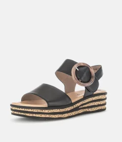 Gabor Stylish Black Wedge Sandals