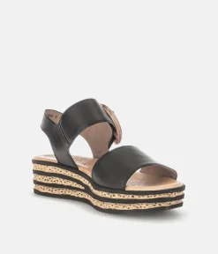 Gabor Stylish Black Wedge Sandals