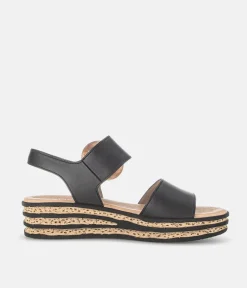 Gabor Stylish Black Wedge Sandals