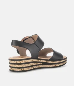 Gabor Stylish Black Wedge Sandals