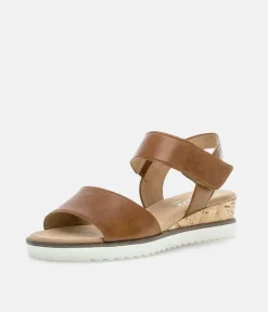 Gabor Stylish Brown Leather Wedge Sandals