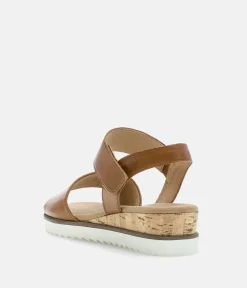 Gabor Stylish Brown Leather Wedge Sandals