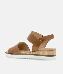 Gabor Stylish Brown Leather Wedge Sandals