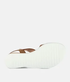 Gabor Stylish Brown Leather Wedge Sandals