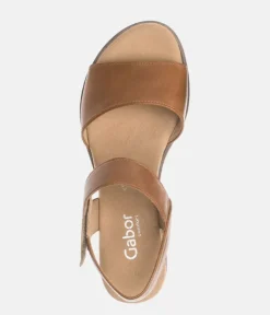 Gabor Stylish Brown Leather Wedge Sandals
