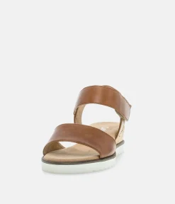 Gabor Stylish Brown Leather Wedge Sandals