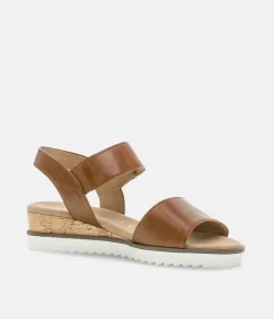 Gabor Stylish Brown Leather Wedge Sandals