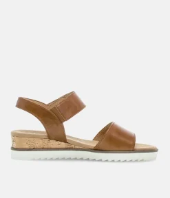 Gabor Stylish Brown Leather Wedge Sandals