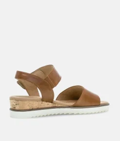 Gabor Stylish Brown Leather Wedge Sandals