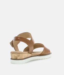 Gabor Stylish Brown Leather Wedge Sandals