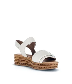 Gabor Stylish Cream Cork Wedge Sandals