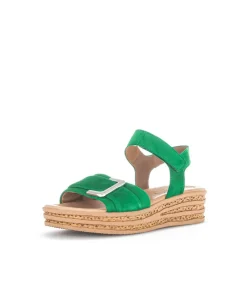 Gabor Stylish Green Cork Wedge Sandals