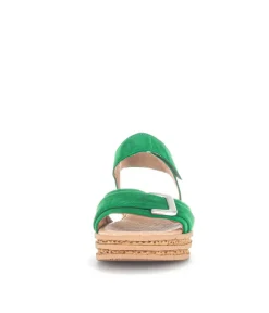 Gabor Stylish Green Cork Wedge Sandals