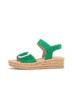 Gabor Stylish Green Cork Wedge Sandals