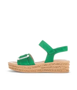 Gabor Stylish Green Cork Wedge Sandals