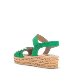 Gabor Stylish Green Cork Wedge Sandals