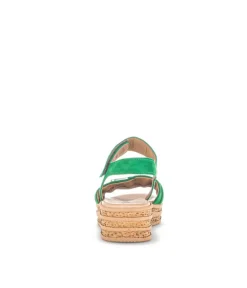 Gabor Stylish Green Cork Wedge Sandals