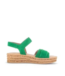 Gabor Stylish Green Cork Wedge Sandals